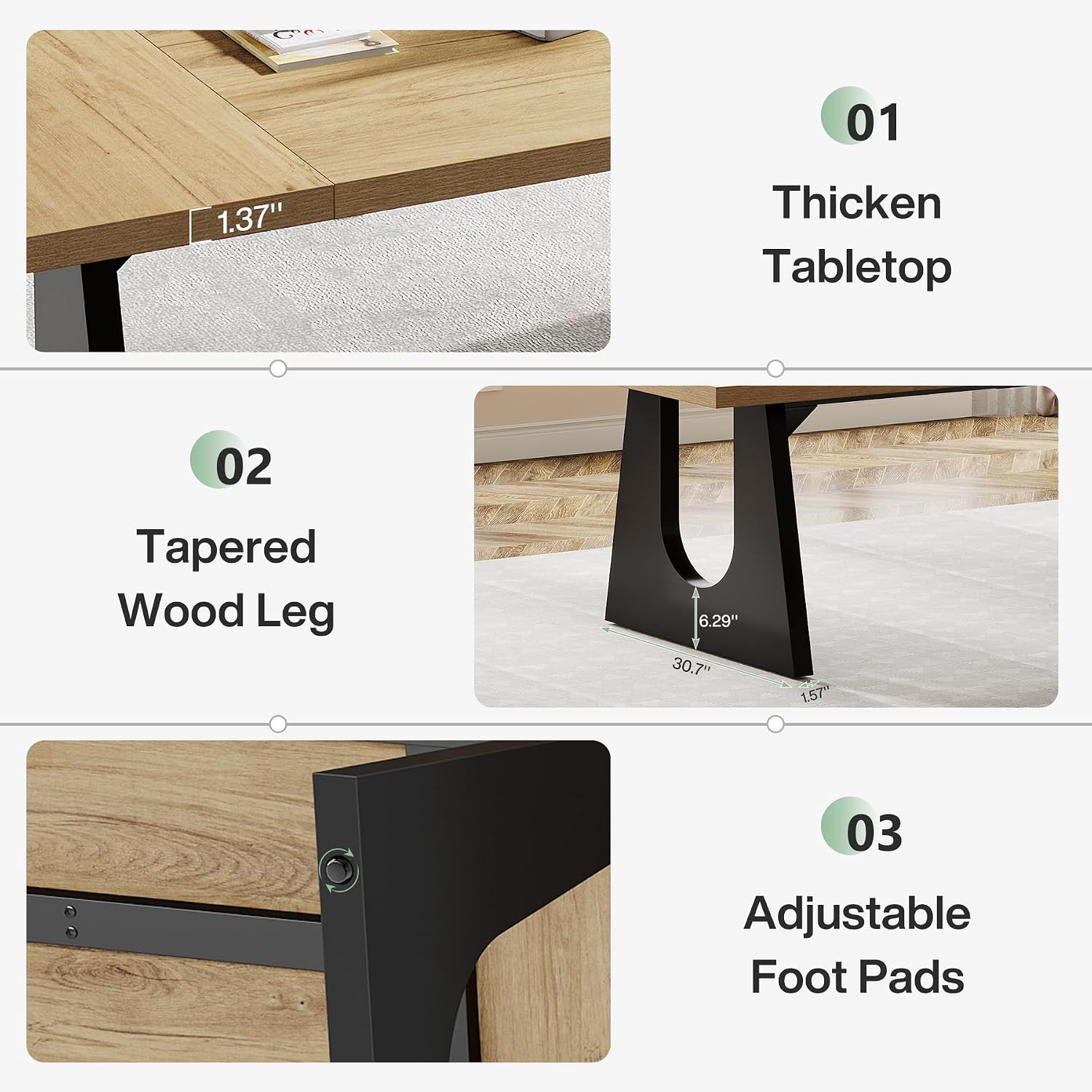 Tribesigns 70.86-Inch Executive Desk, Large Computer Office Desk with Double Wood Pedestal, Modern Simple Style Rectangle Writing Table for Home Office