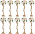 Pack of 10 Wedding Floral Vases for Centerpieces: Crystal Flower Centerpiece Vases for Reception Centerpieces Parties Events, 23.2 inches Versatile Flower Arrangement & Candle Holder Stands