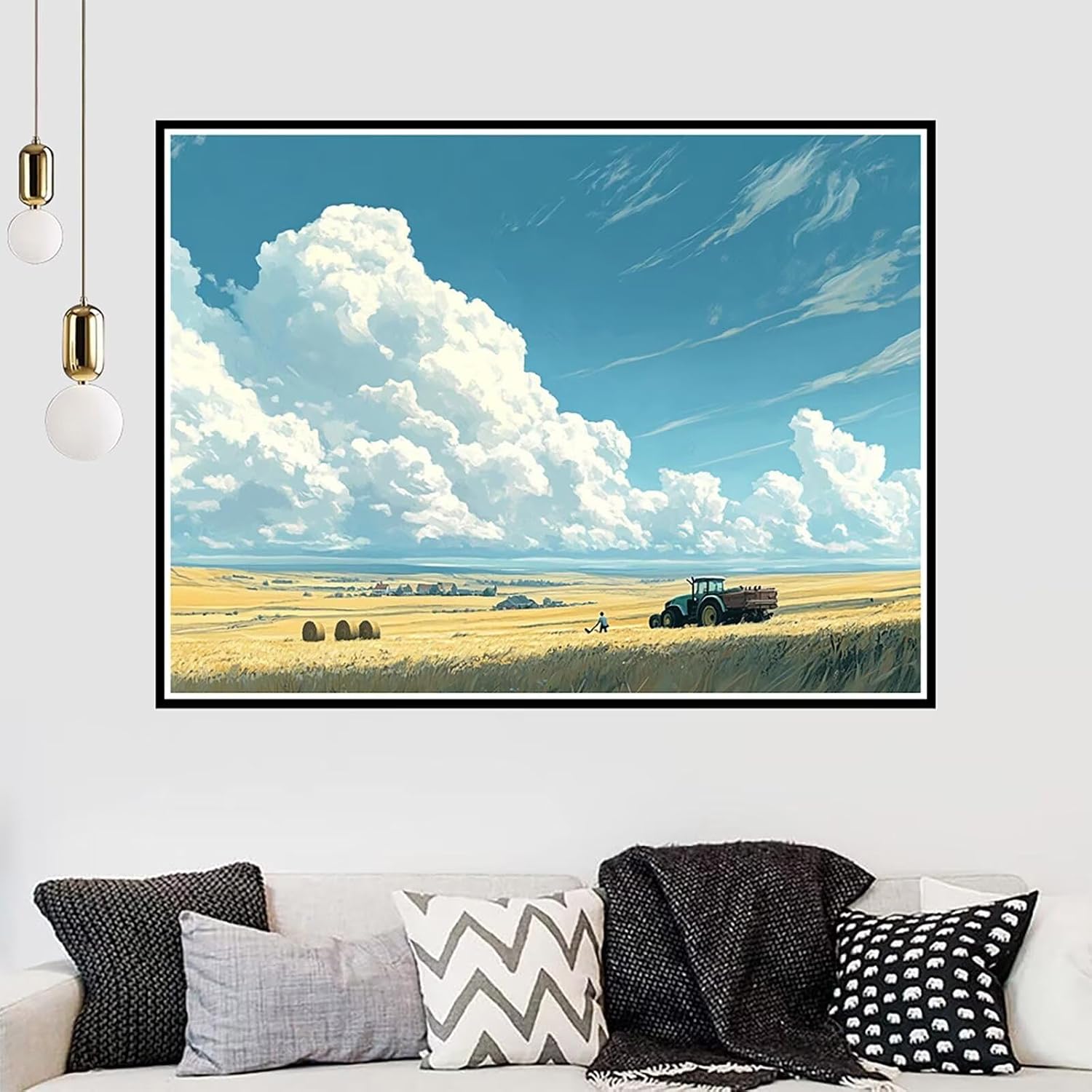 Diamond Art Farm Diamond Painting Tractor Dimond Art Painting for Adults, DIY 5D Crystal Gem Crafts Mosaic Kits for Adults Hobbies for Women Gifts, Home Wall Room Decor, 52x40inch -zjn2501157