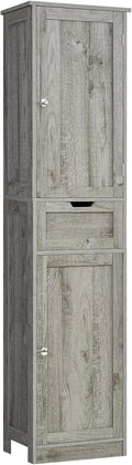 Iwell 67' Tall Bathroom Cabinet with Adjustable Shelves & 1 Drawer, Storage Cabinet with 2 Doors, Narrow Tall Cabinet, Floor Cabinet for Bathroom, Living Room, Home Office, Grey