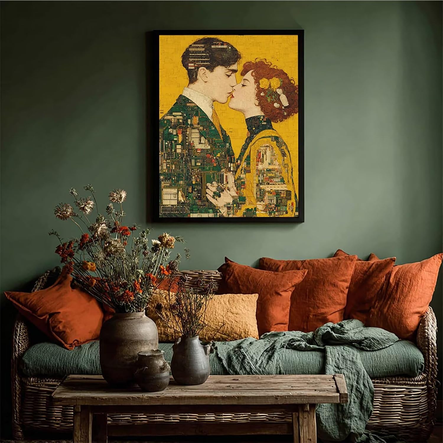 Abstract Diamond Art Kits for Adults, Kiss 5D Diamond Painting, Full Drill Dimond Art Paintings for Beginners, DIY Pictures Gem Crafts for Adults, Hobbies for Women, Fall Decor, Gifts, 40x54in 8-5565