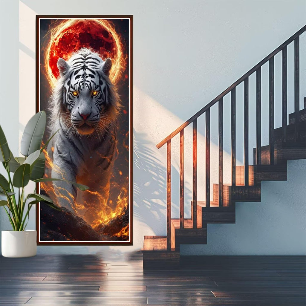 Moon Diamond Art Kits for Adults, Large Diamond Painting Tiger Dimond Art Paintings by Numbers Kit for Beginner, 90x36inch Diamonds Pictures Crystal Arts Crafts for Room Decor, Gifts for Women Z1-1024