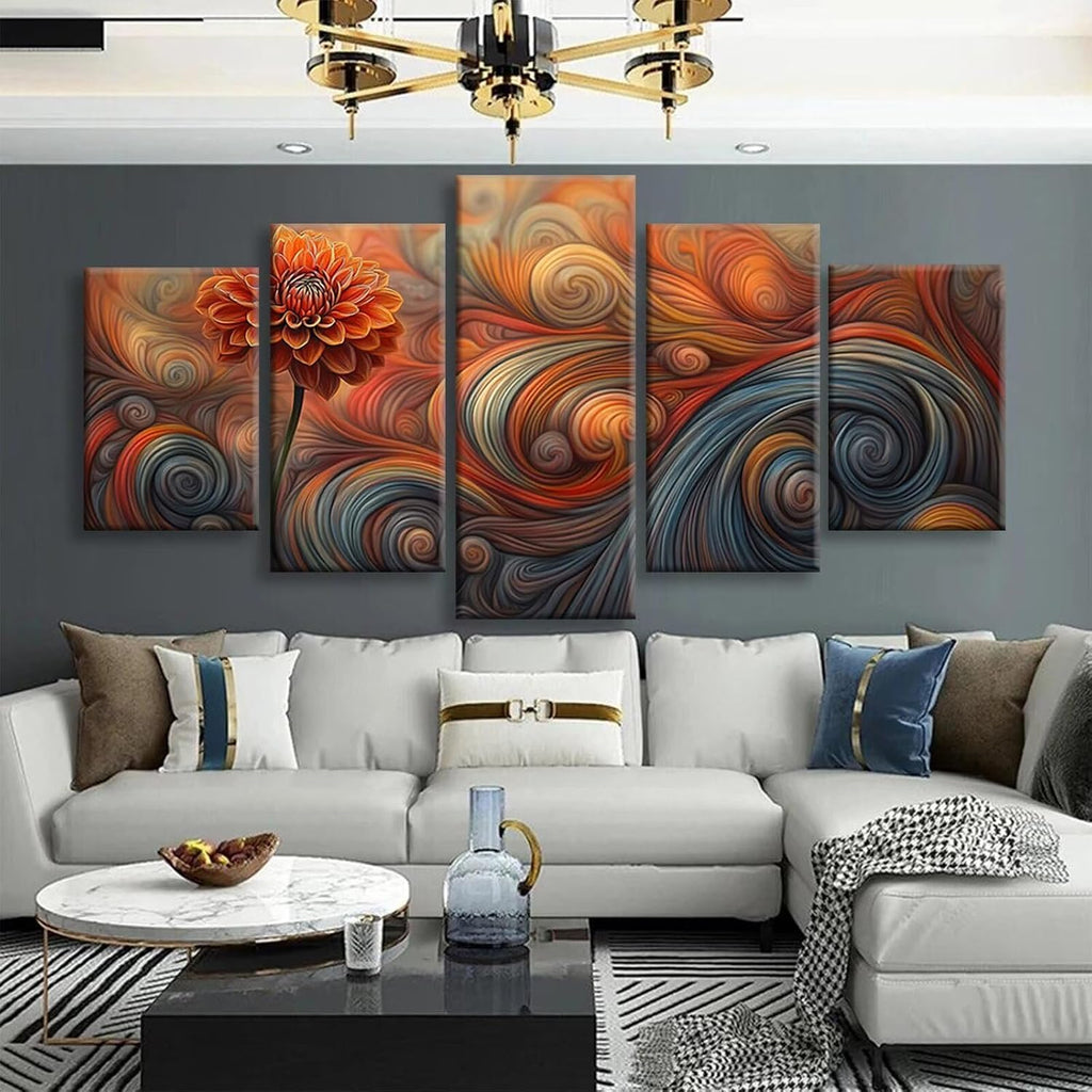 Abstract Diamond Art 5 Piece Diamond Painting Flowers 5D DIY Full Round Drill Dimond Art Paintings Crystal Crafts for Adults Gem Painting for Home Decor, Large Artwork for Wall 36 x 70 Inch, Model321