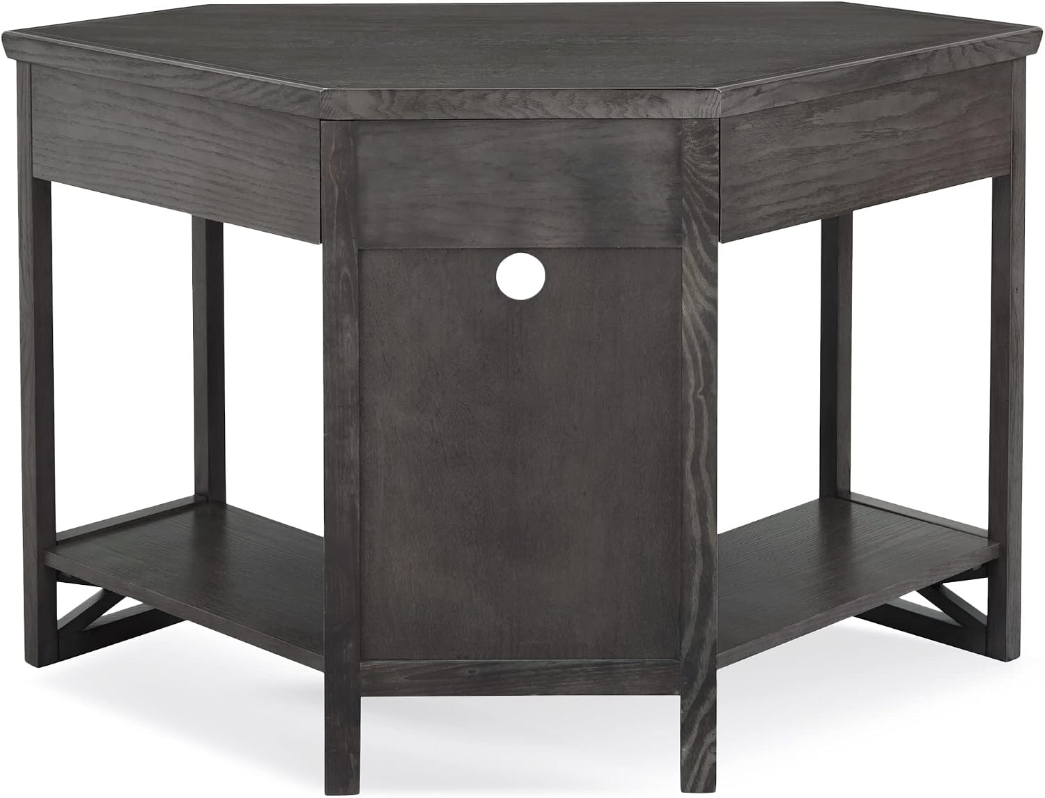 Leick Home 84430 Oak Corner Computer/Writing Desk with Drawer, Smoke Gray