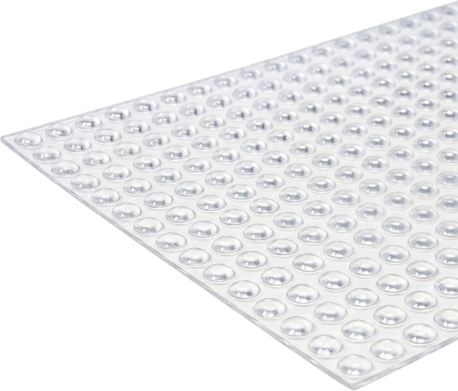 Bumper Specialties Self Adhesive Bumper Feet 0.335' x 0.085' (8.5mm x 2.2mm) Clear Hemispherical Soft Polyurethane Pads for Cabinet Door Sound Dampening, 5,400 Pieces per Box, BS07SD