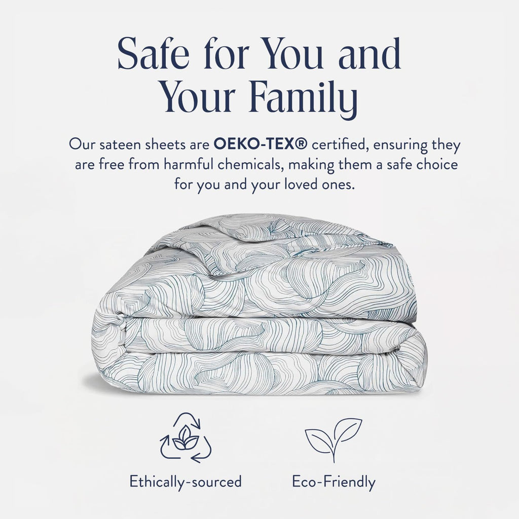 Brooklinen Luxury Sateen Duvet Cover - 100% Cotton, King/California King Size in Oyster Blue with Extra-Long Corner Ties and Button Closure - Best King/Cali King Duvet Covers