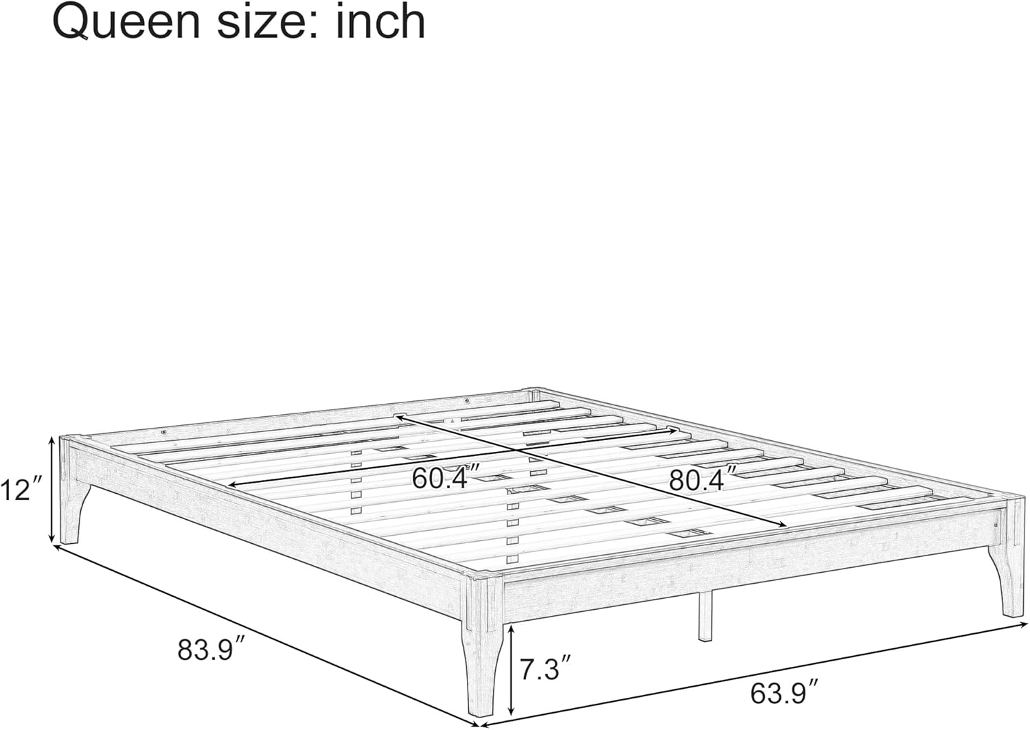 Merax Mid-Century Bamboo Platform Bed, Queen Size Bed Frame with Wood Slat Support, No Box Spring Needed, Easy Tool-Free Assembly, Chocolate