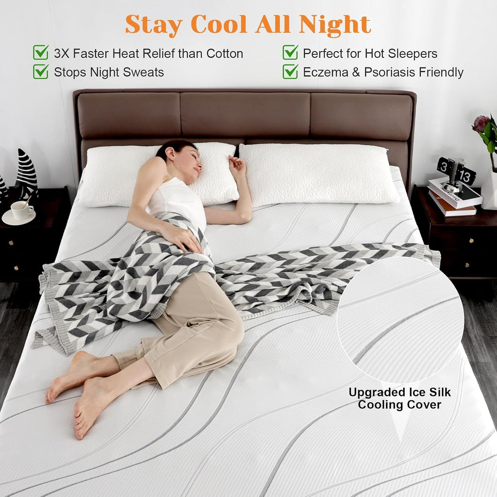 Extra Firm Mattress Topper King Size 4 Inch, Cooling Egg Crate Gel+Bamboo High Support Mattress Pad with Removable Cover, Bed Topper for Pain Relief,No Smell,CertiPUR-US, 79 * 75