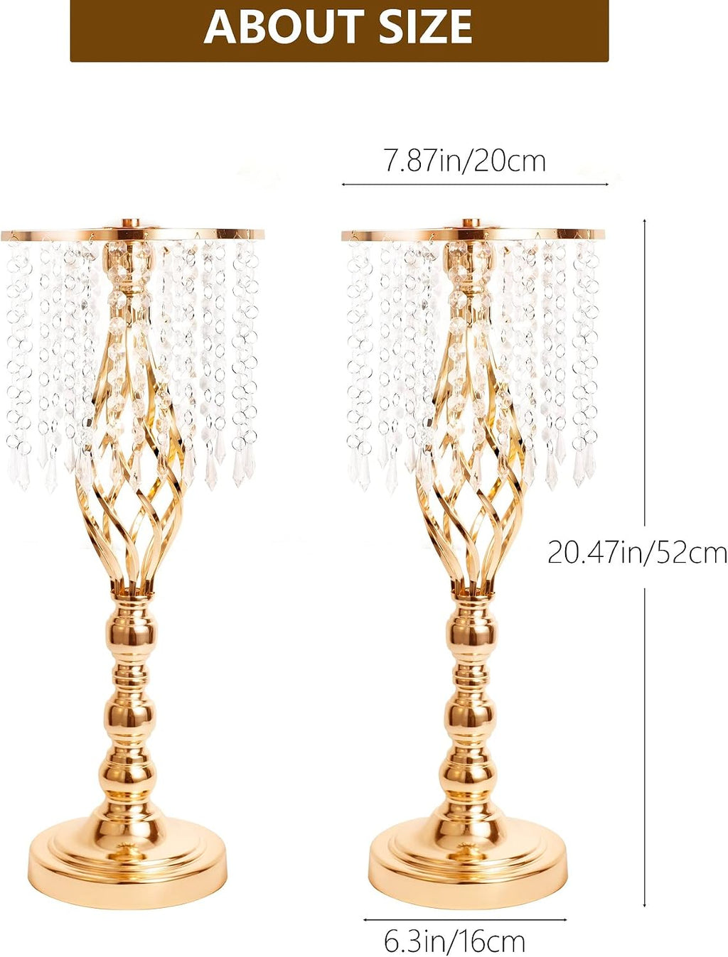 10pcs Gold Metal Flower Vases Crystal Flower Stand Wedding Centerpieces for Tables Party Dinner Event Restaurant Hotel Decoration