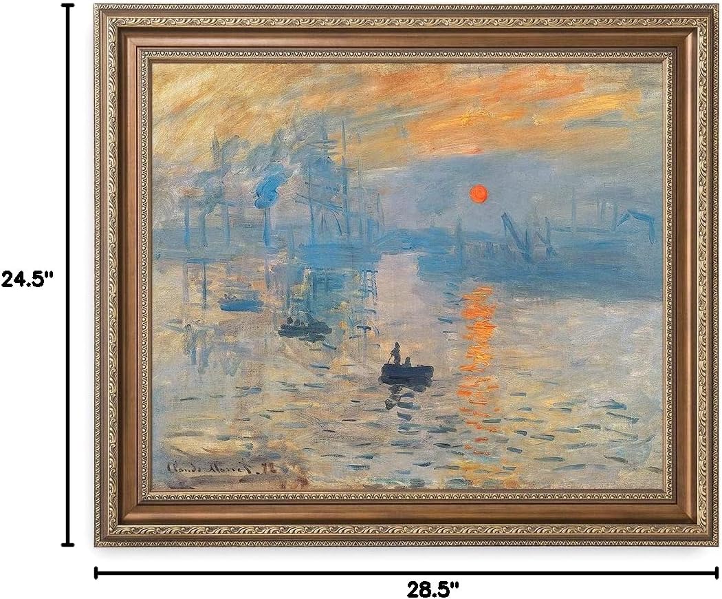 DECORARTS - Impression Sunrise, Claude Monet Classic Art. Giclee Prints Framed Art for Wall Decor.
