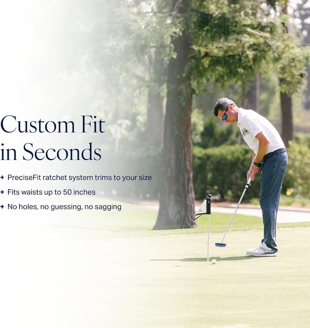 Nexbelt Aluminum Alligator Ratchet Golf Belt – For Casual Wear and Golfing - Quick Release Button – Fits up to 50' Waist