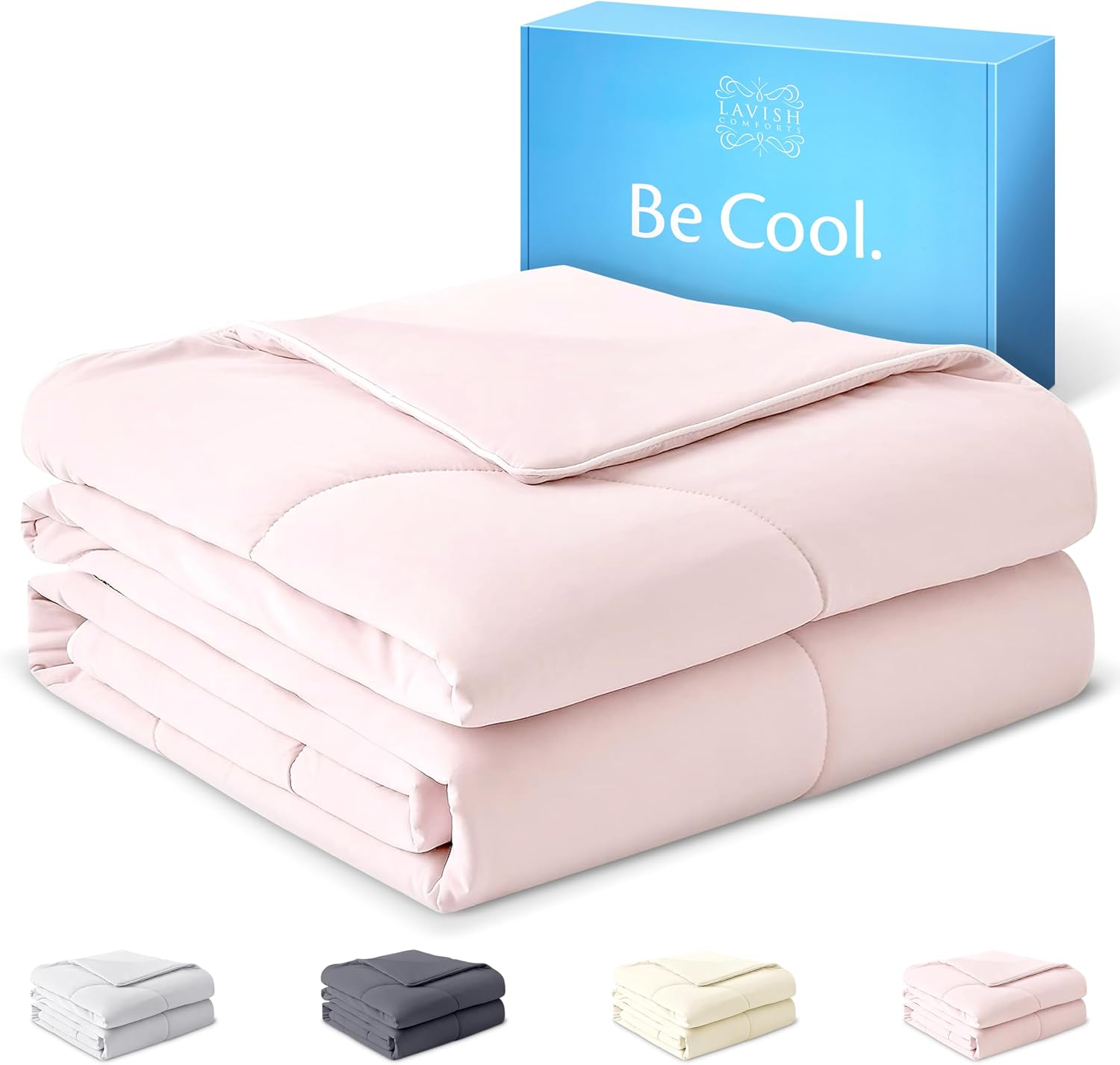 Lavish Comforts Cooling Comforter Twin XL 68x90, Cooling Blanket for Hot Sleepers & Night Sweats, Breathable Lightweight All Season Bedding Comforter, Soft Pink Duvet Insert