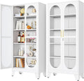 PAOFIN 71' H Locking Display Cabinet with Glass Door, Metal Curio Cabinets with 4 Adjustable Shelves, Tall Liquor Cabinet Display Case for Living Room, Collectibles, Home - Assembly Required White