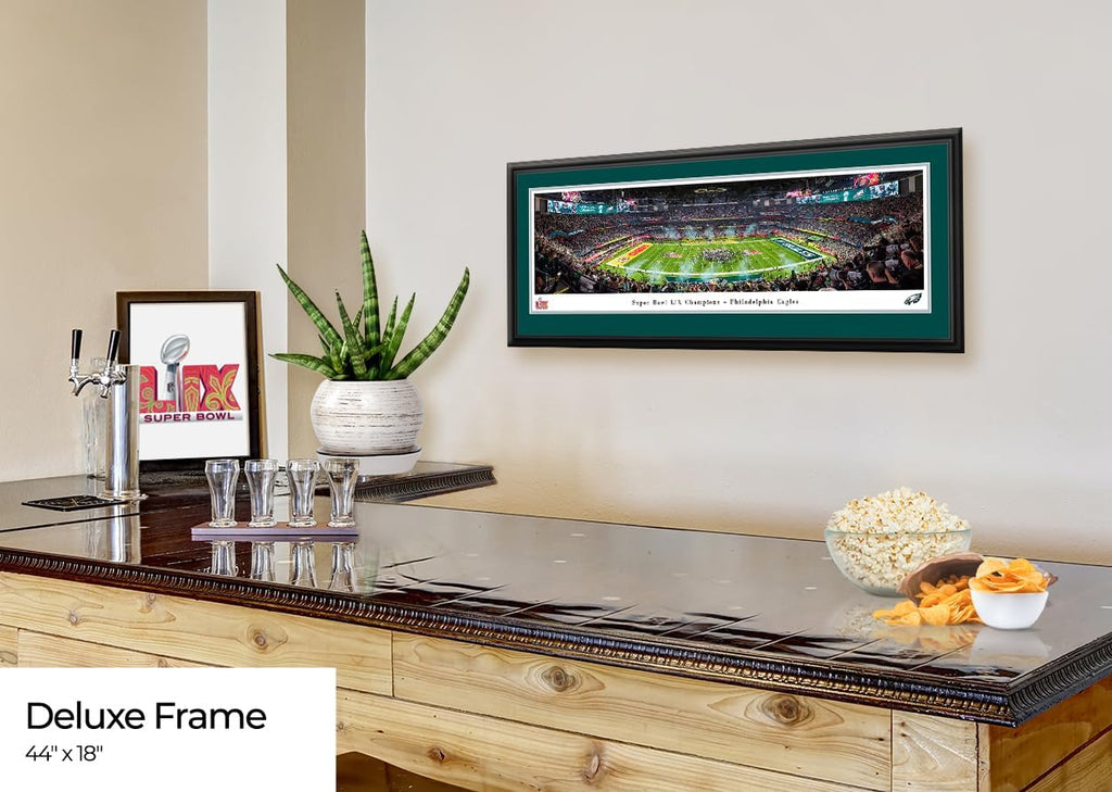 2025 Super Bowl Champions, Philadelphia Eagles - Double Mat, Deluxe Framed Picture by Blakeway Panoramas (44'W x 18'H)
