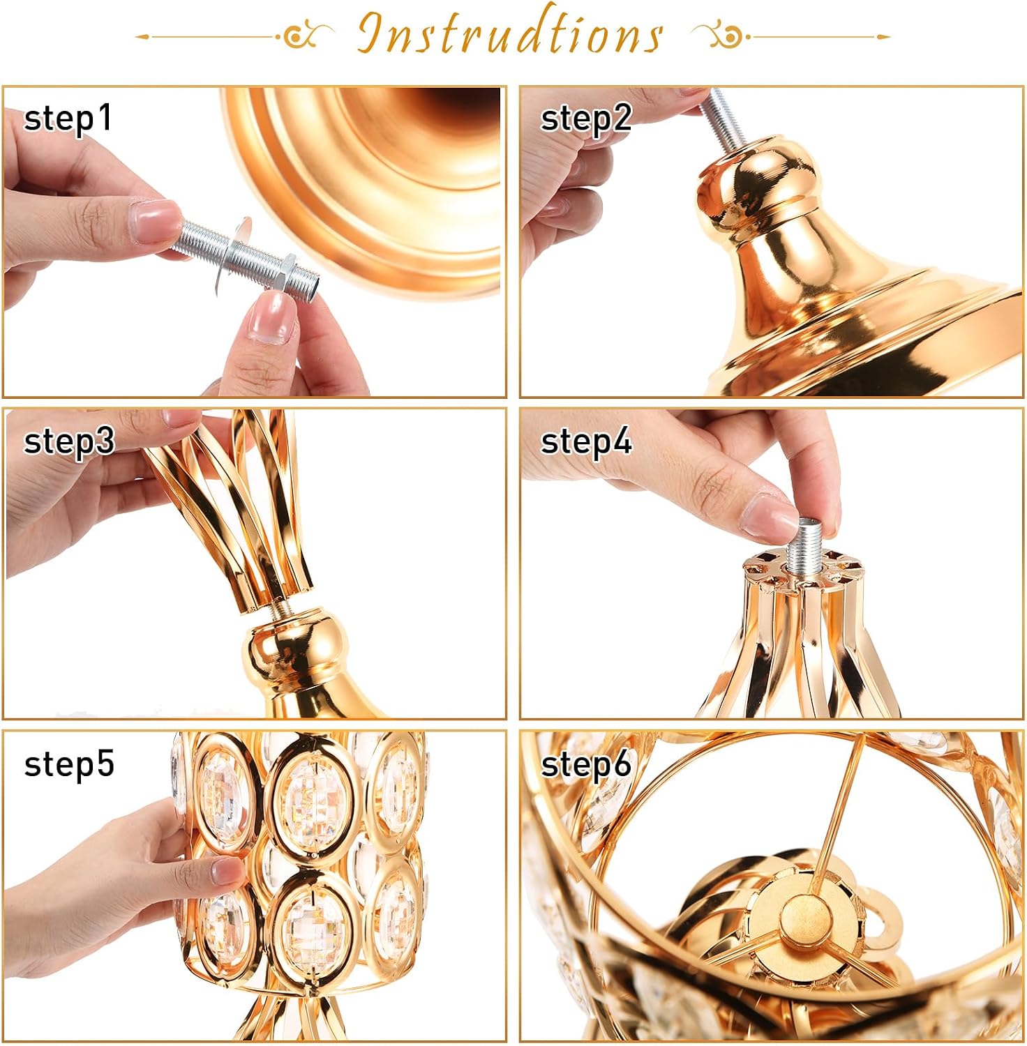 Tatuo 12 Pcs Gold Wedding Centerpiece Vases for Table Crystal Flower Trumpet Metal Flower Vase Stand with Diamond for Wedding Party Reception Dining Room Living Room(20 inch)