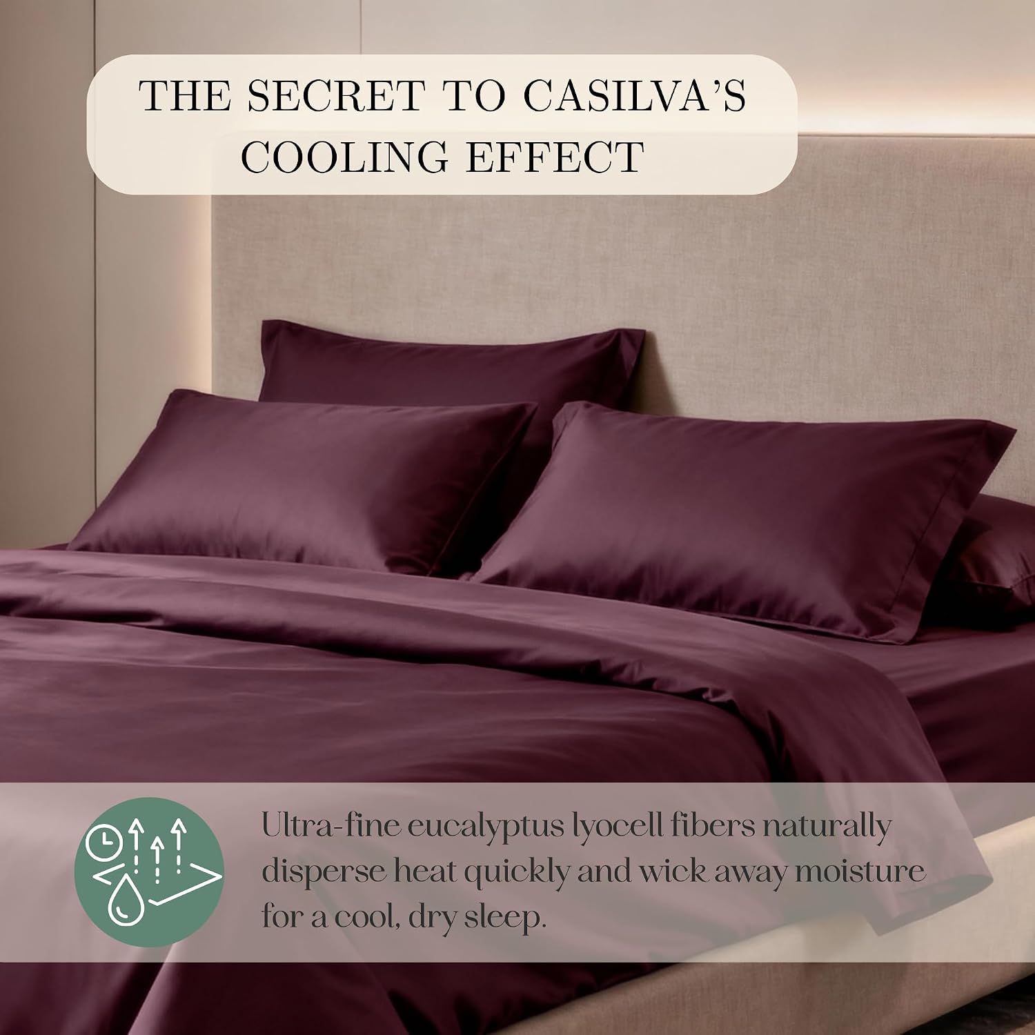 CASILVA Eucalyptus Sheets - Infused with Silver for Anti-Odor, Softer Than Silk Fibers, More Cooling Than Cotton - Perfect for Hot Sleepers & Sensitive Skin - 100% Tencel Lyocell - Queen Sheet Set