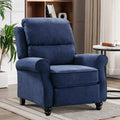 IOMOR Push Back Recliner Chair, Fabric Armchair Overstuffed Pushback Recliner, Heavy Duty Single Sofa Chair with Padded Seat Solid Wood Legs for Living Room (Blue)
