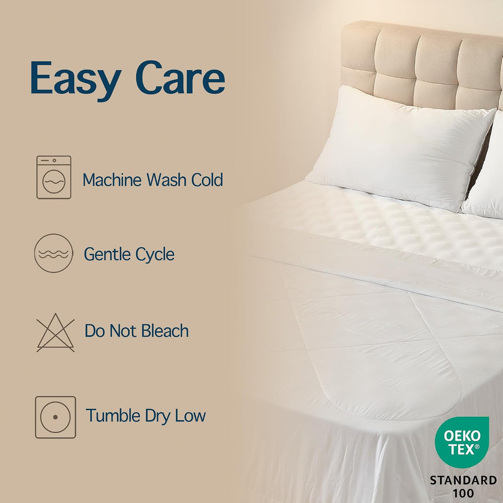 Lightweight Cooling Comforter, 100% Viscose from Bamboo Shell and Fill, Breathable Duvet Insert with Gentle Weight and Comforting Coverage, King 106' x 90'