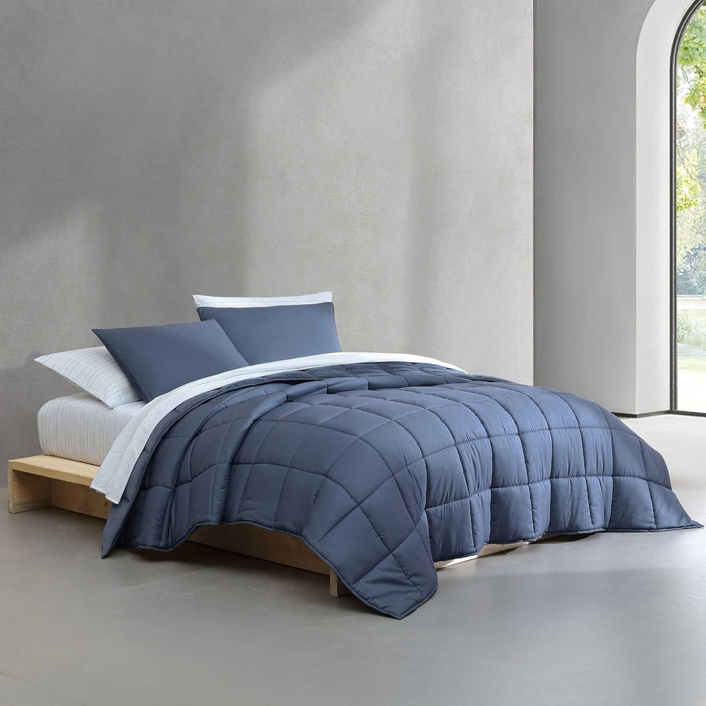 Calvin Klein - Queen Bonus Comforter Set, Reversible Bedding with Matching Bed Sheets, Pillowcases & Shams, Oeko-Tex Certified (Blue)