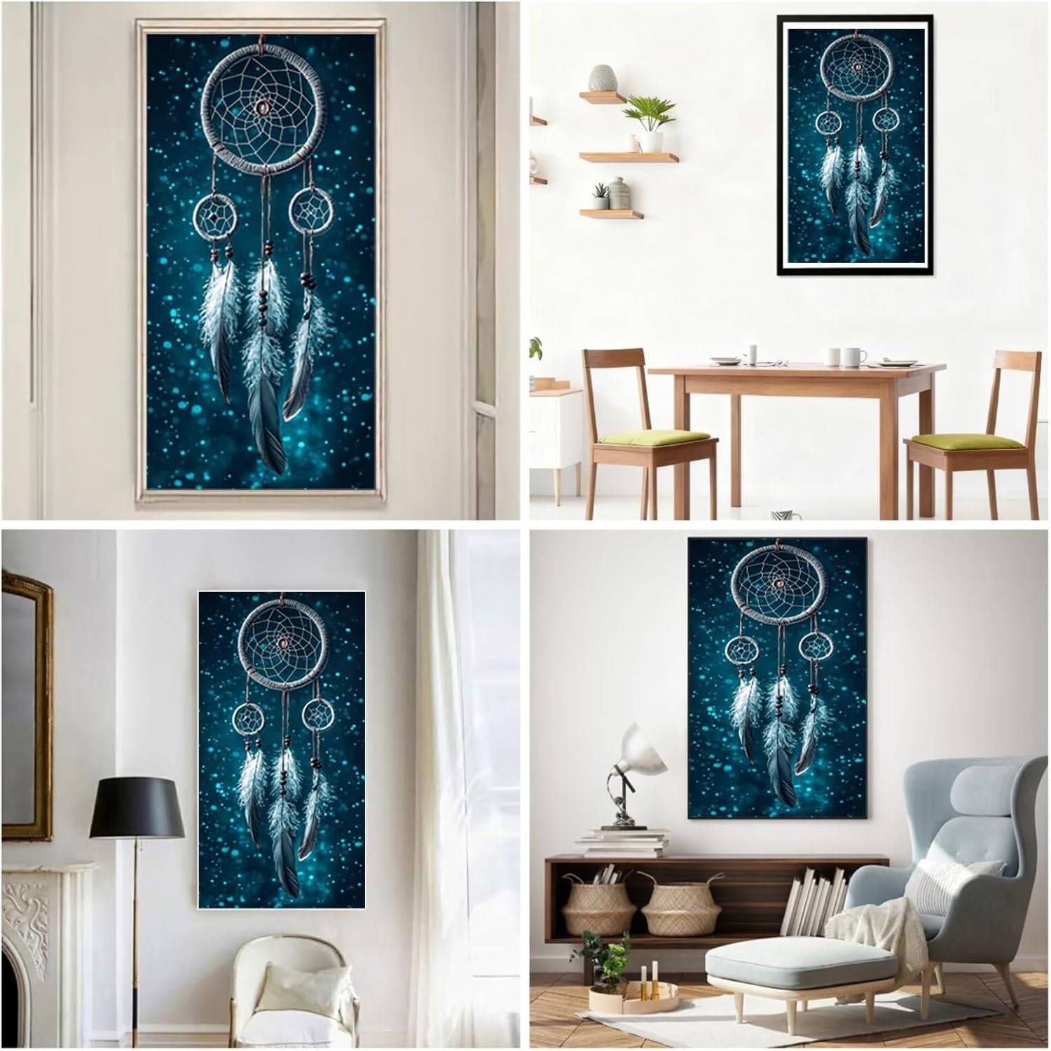 Diamond Art Kits for Adults Dreamcatcher Diamond Painting Kits 5D DIY Round Feather Full Drill Dimond Art Paintings Crystal Crafts for Adults for Gift Home Wall Decor, Large Size 36 x 72 Inch,Model933