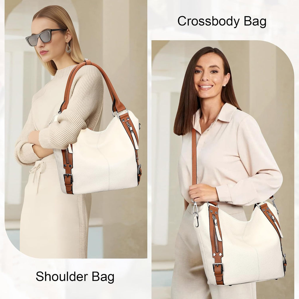 Over Earth Genuine Leather Handbags for Women Hobo Shoulder Bags Ladies Tote Bag