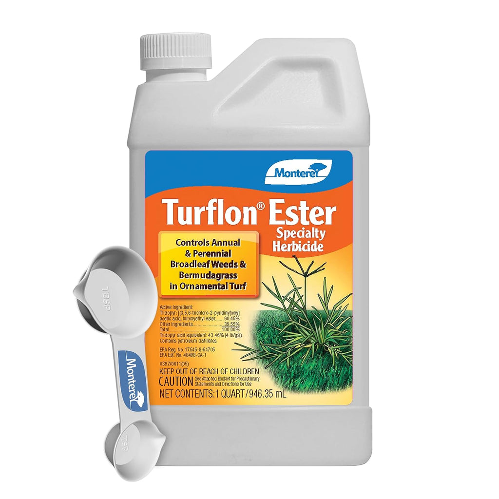 Monterey Turflon Ester Bundled with Measuring Spoon - Specialty Herbicide - Controls Annual & Perennial Broadleaf Weeds - 1 Quart