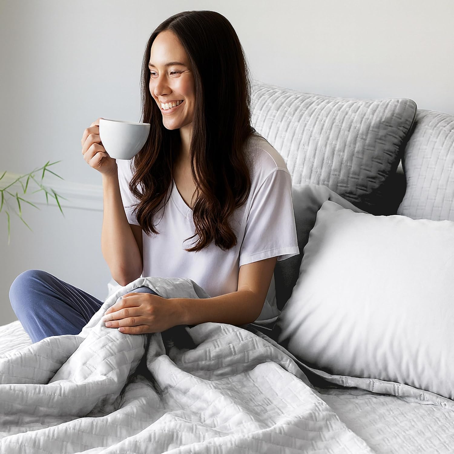 BedVoyage Luxury King Coverlet, 100% Viscose Derived from Bamboo, Reversible Cooling Quilt, Lightweight Bedspreads & Breathable Blanket, 110x98 Ultra Silky Soft & Temperature Regulating, King - Stone
