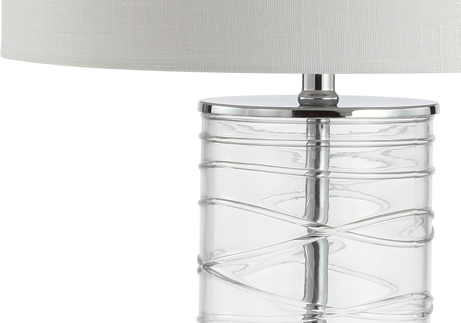 JONATHAN Y 27.5' Clear Modern Fused Glass Table Lamp Set of 2 for Bedroom Living Room, Coastal Nightstand Bedside Lamp with White Linen Shade, LED Bulbs Included (JYL4016B-SET2)