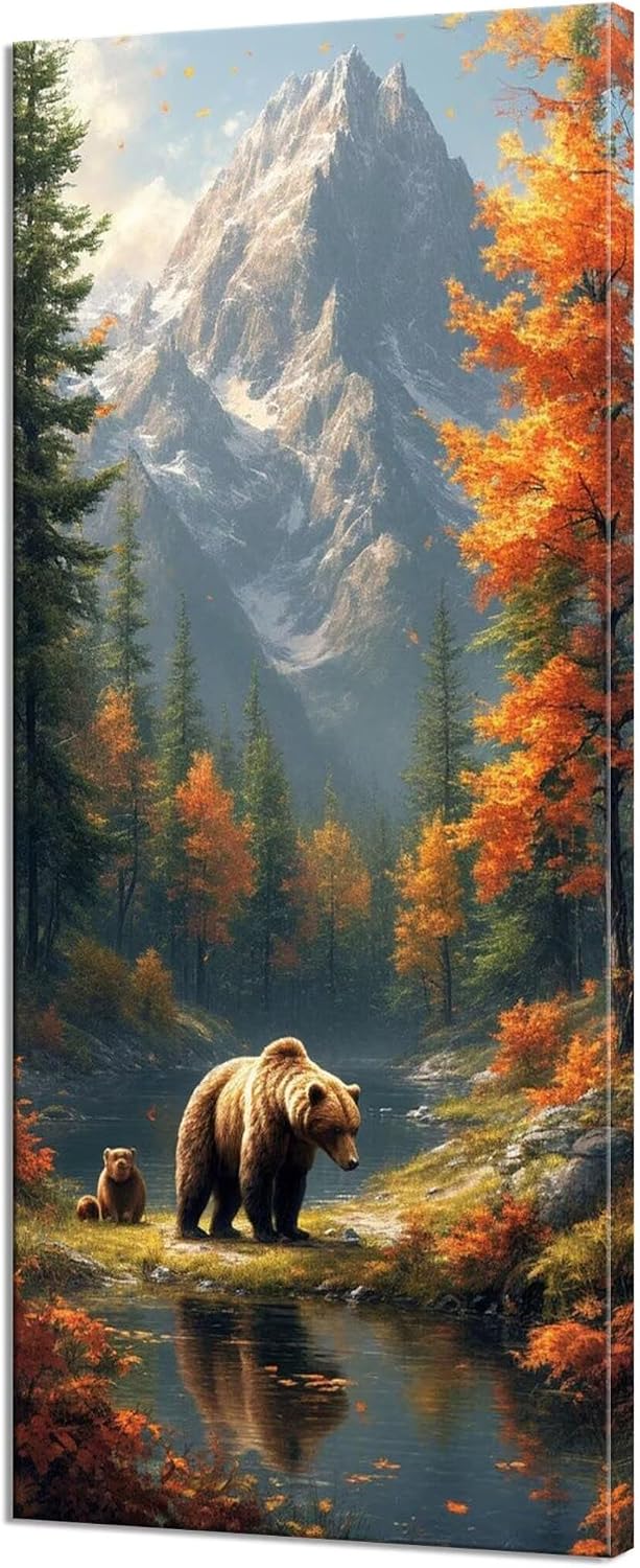 Forest Diamond Art Kits for Adults, Large Diamond Painting Bear Dimond Art Paintings by Numbers Kit for Beginner, 100x40in Diamonds Pictures Crystal Arts Crafts for Room Decor, Gifts for Women Z1-982