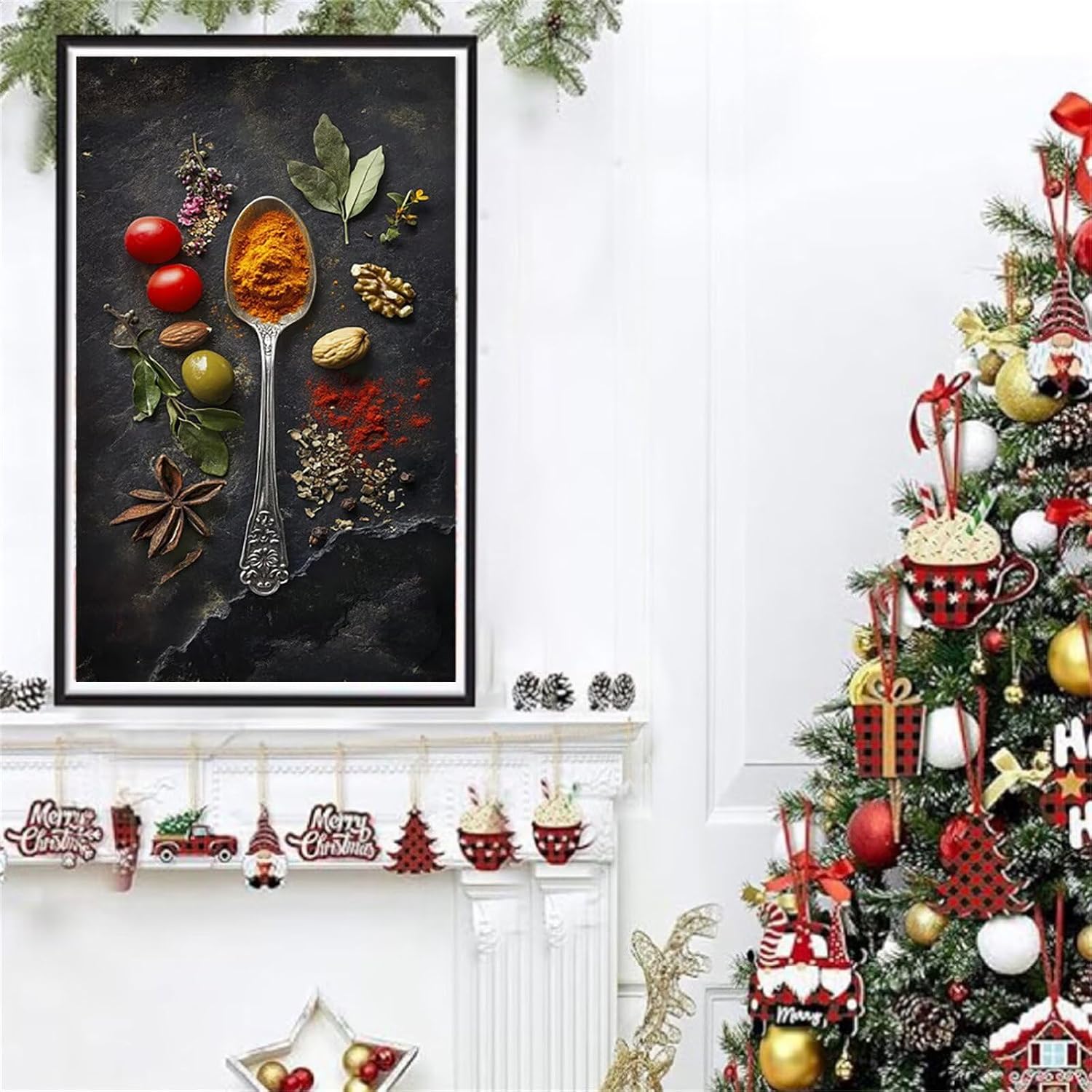 Diamond Art Kits for Adults Spices Diamond Painting Kits, 5D DIY Round Spoon Full Drill Dimond Art Paintings Crystal Rhinestones Crafts for Adults for Home Wall Decor, Large Size 40 x 80 Inch,Model711