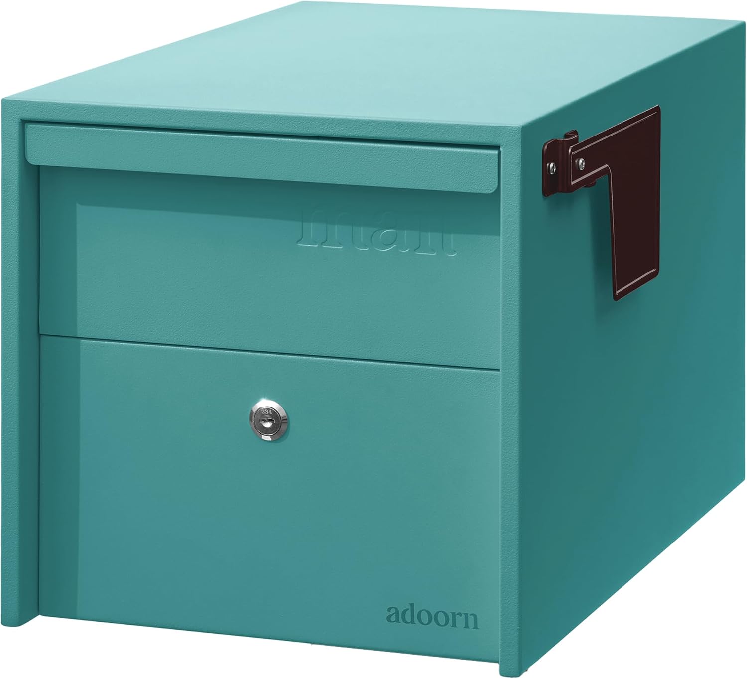 Adoorn Lockable Post Mount Mailboxes for Outside - Small Anti-Theft Locking Mailbox for Packages and Letters - Weatherproof Construction - Durable Steel - 12' H x 12' W x 18.5' D - Aegean Sea
