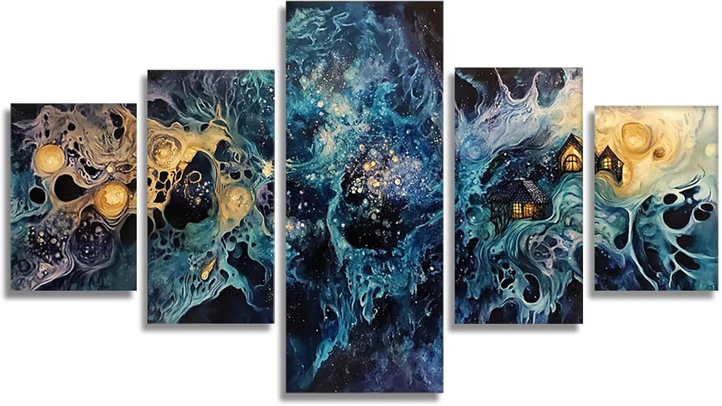 Abstract Diamond Art 5 Piece Diamond Painting Geometry 5D DIY Full Square Drill Dimond Art Paintings Crystal Crafts for Adults Gem Painting for Home Decor, Large Artwork for Wall 40 x 80 Inch,Model408