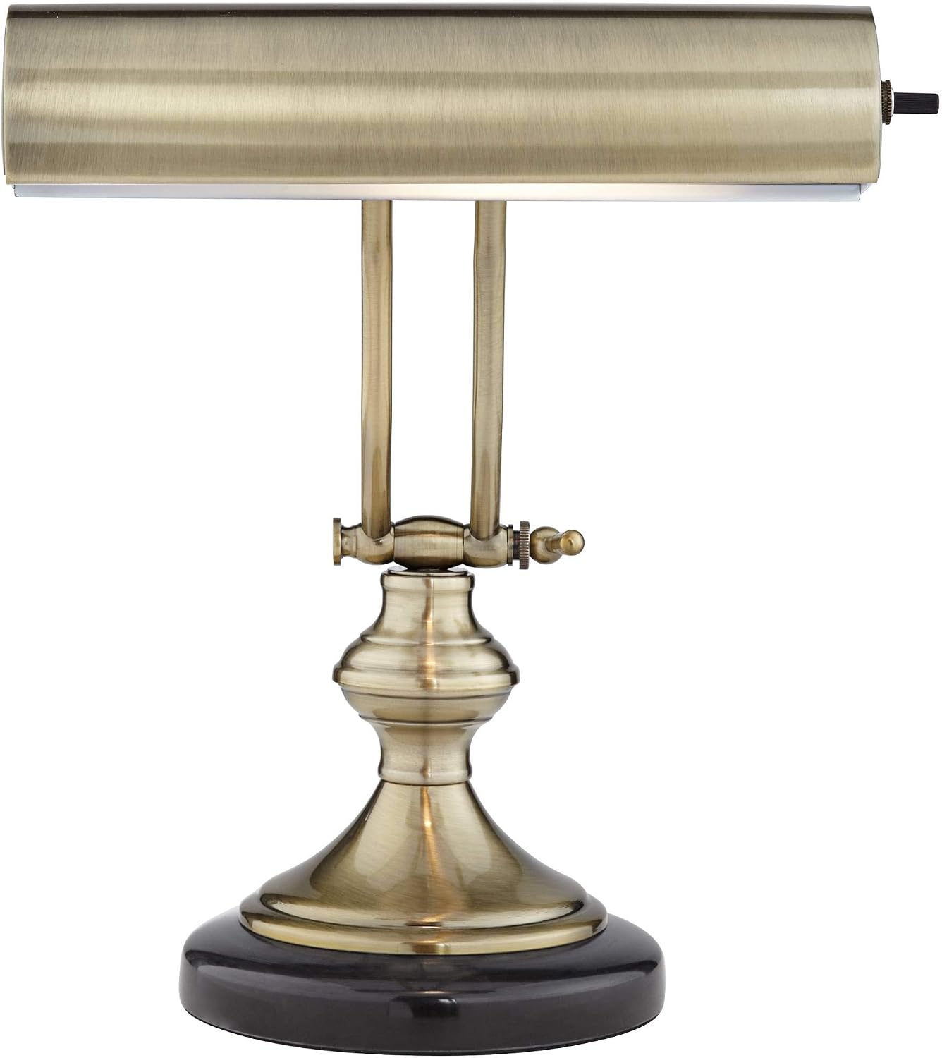 Regency Hill Traditional Piano Banker Desk Lamp 12' High Antique Brass Gold Metal Shade Adjustable Arm Decor for Living Room Bedroom House Bedside Nightstand Home Office Reading Family
