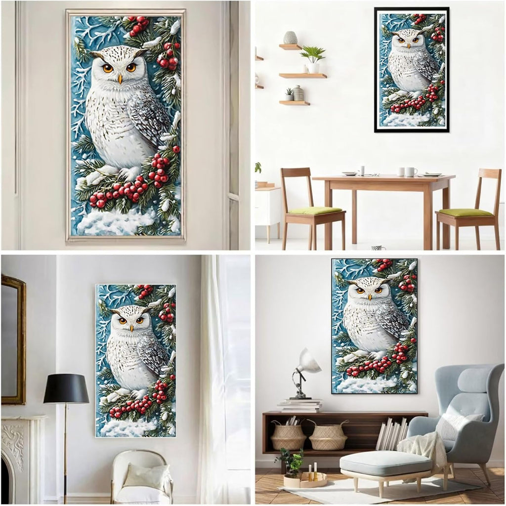 Diamond Art Kits for Adults Owl Diamond Painting Kits 5D DIY Round Snow Full Drill Dimond Art Paintings Crystal Rhinestones Crafts for Adults for Gift Home Wall Decor, Large Size 36 x 72 Inch,Model957