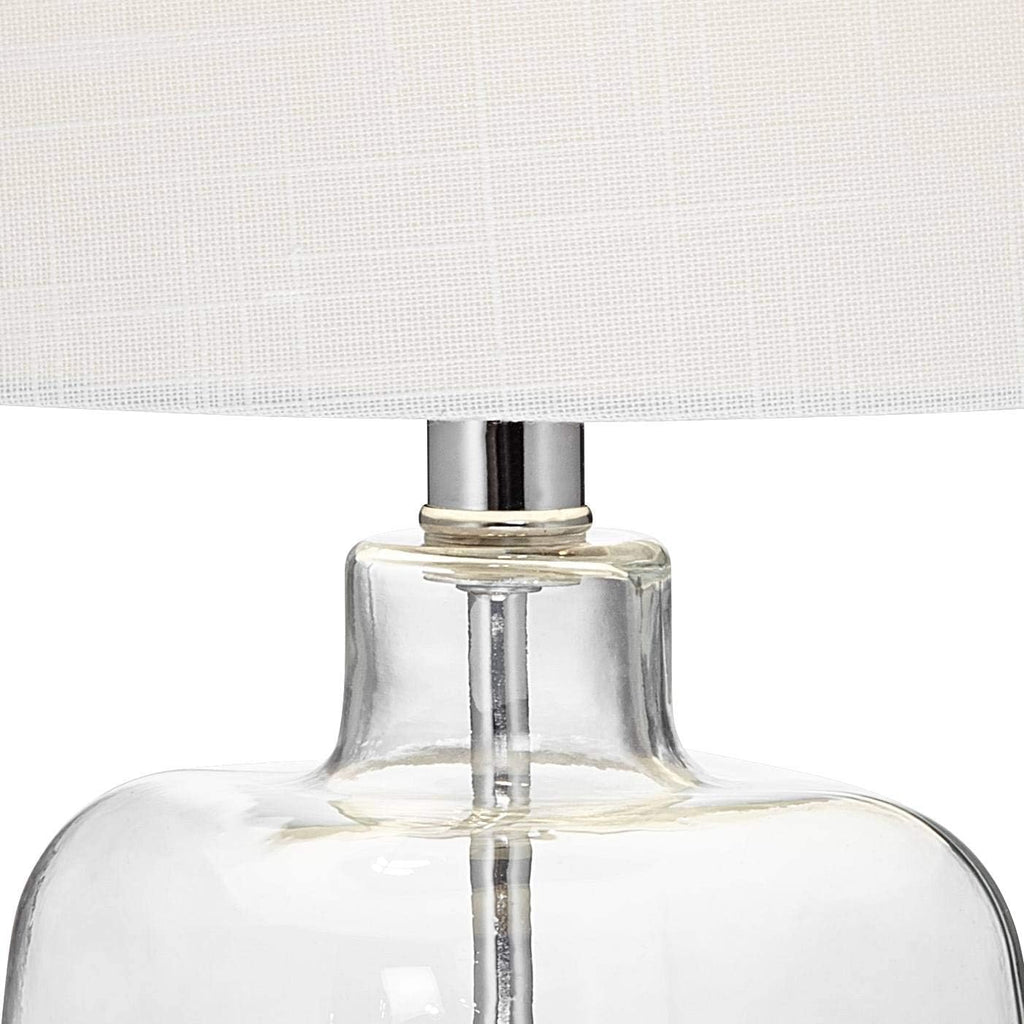 360 Lighting Coastal Accent Table Lamps 21 3/4' High Set of 2 Brushed Steel Clear Glass Fillable White Drum Shade Decor for Living Room Bedroom House Bedside Nightstand Home Office Family