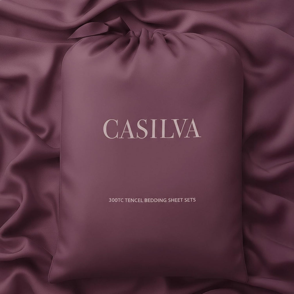 CASILVA Eucalyptus Sheets - Infused with Silver for Anti-Odor, Softer Than Silk Fibers, More Cooling Than Cotton - Perfect for Hot Sleepers & Sensitive Skin - 100% Tencel Lyocell - Queen Sheet Set