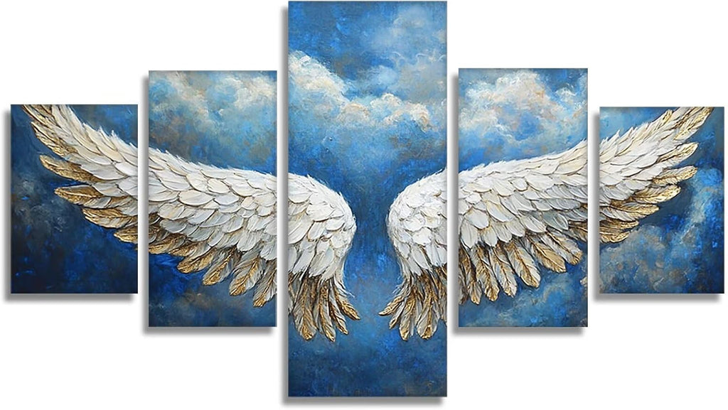 Wing Diamond Art 5 Piece Diamond Painting Feather 5D DIY Full Round Drill Dimond Art Paintings Rhinestones Crafts for Adults Gem Painting for Home Decor, Large Artwork for Wall 60 x 120 Inch, Model363