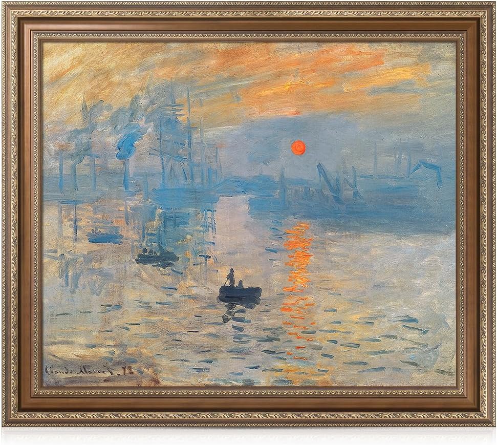 DECORARTS - Impression Sunrise, Claude Monet Classic Art. Giclee Prints Framed Art for Wall Decor.