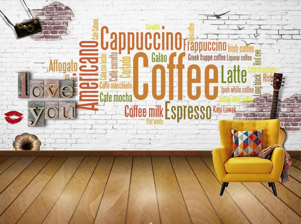Avikalp Exclusive AVZ1633 Musical Instruments Books Coffee Flavours HD 3D Wall Sticker(274cm x 243cm)