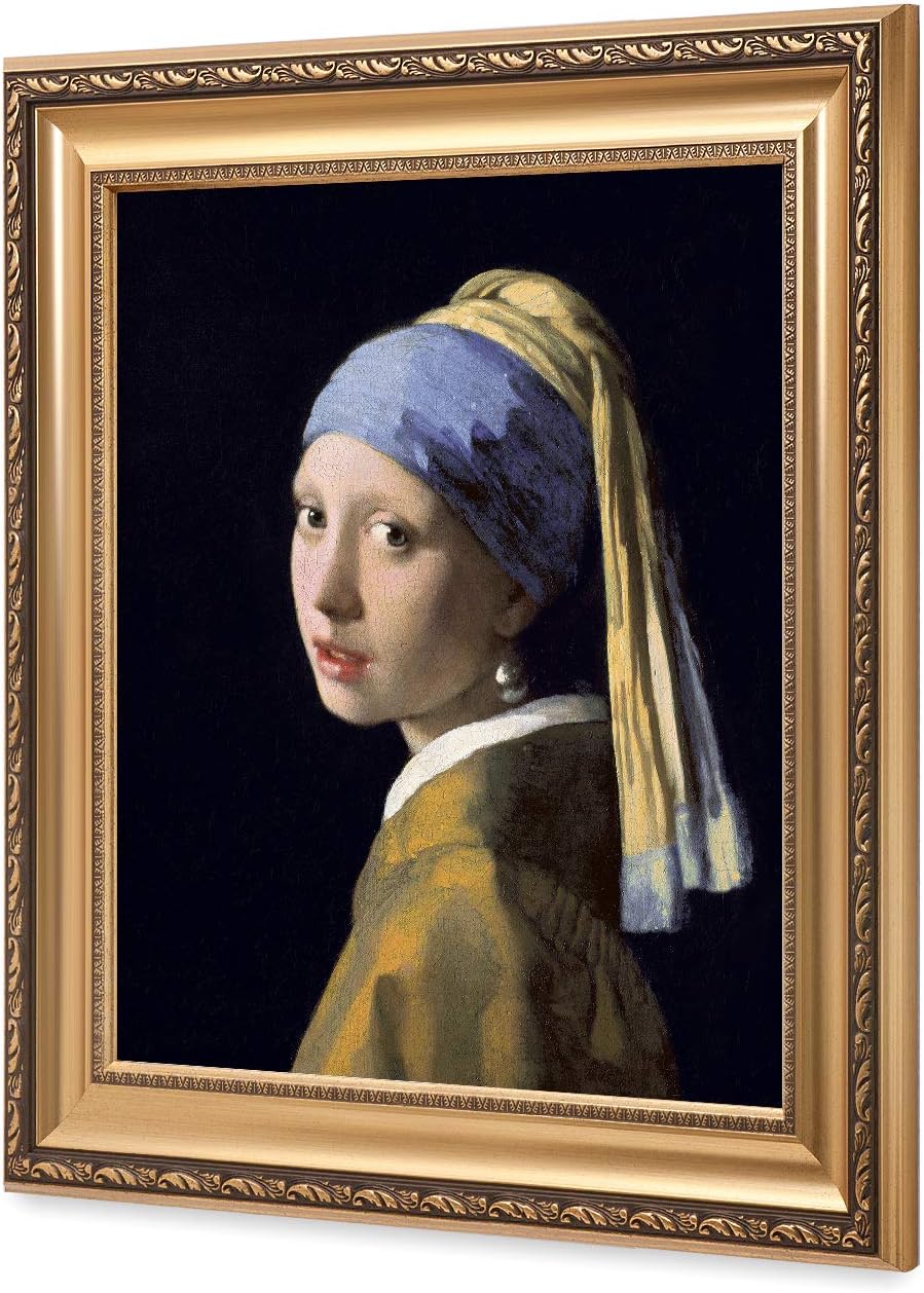 DECORARTS - Girl With A Pearl Earring, Johannes Vermeer Classic Art. Giclee Prints Framed Art for Wall Decor. Framed size: 26x30