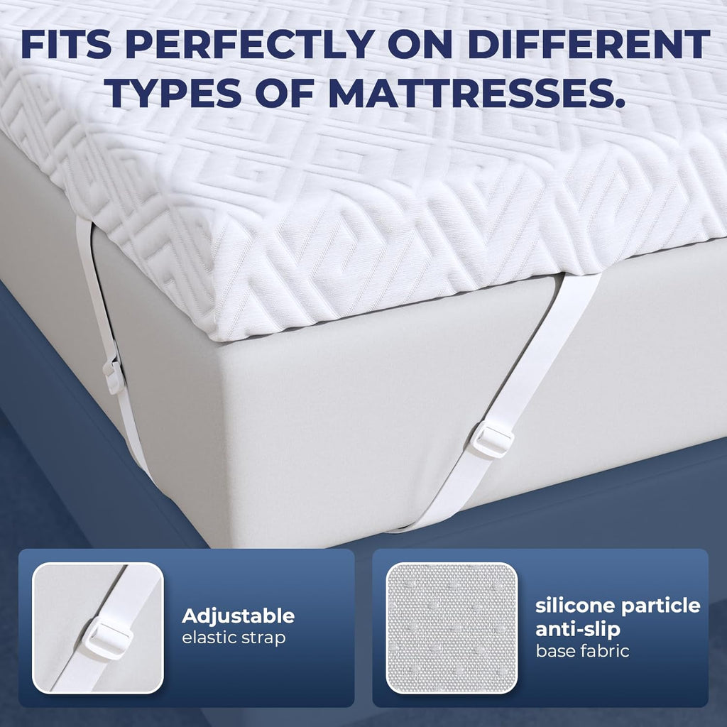 Memory Foam Mattress Topper - 3 Inch Gel Mattress Pad for Pressure Relief, Premium Soft Cooling Sleep Bed Topper, Non-Slip Design with Removable & Washable Cover,Cal King