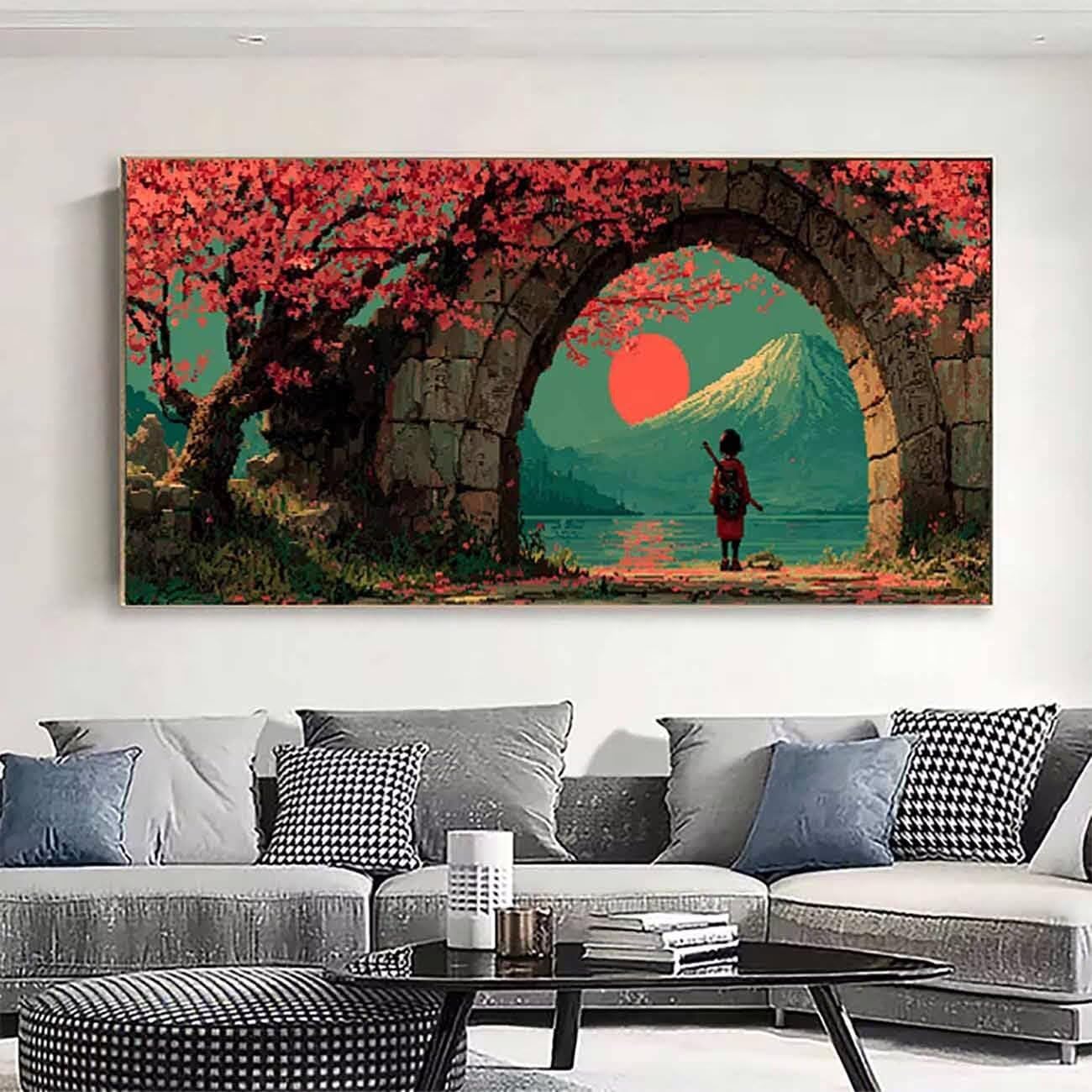 Mount Fuji Dimond Painting Landscape Diamond Art Kits for Adults Beginners DIY 5D Square Full Dirll Crystal Gem Art Embroidery Paintings Crafts, Home Wall Decor Gifts, Hobbies for women 40x80in s2-g5