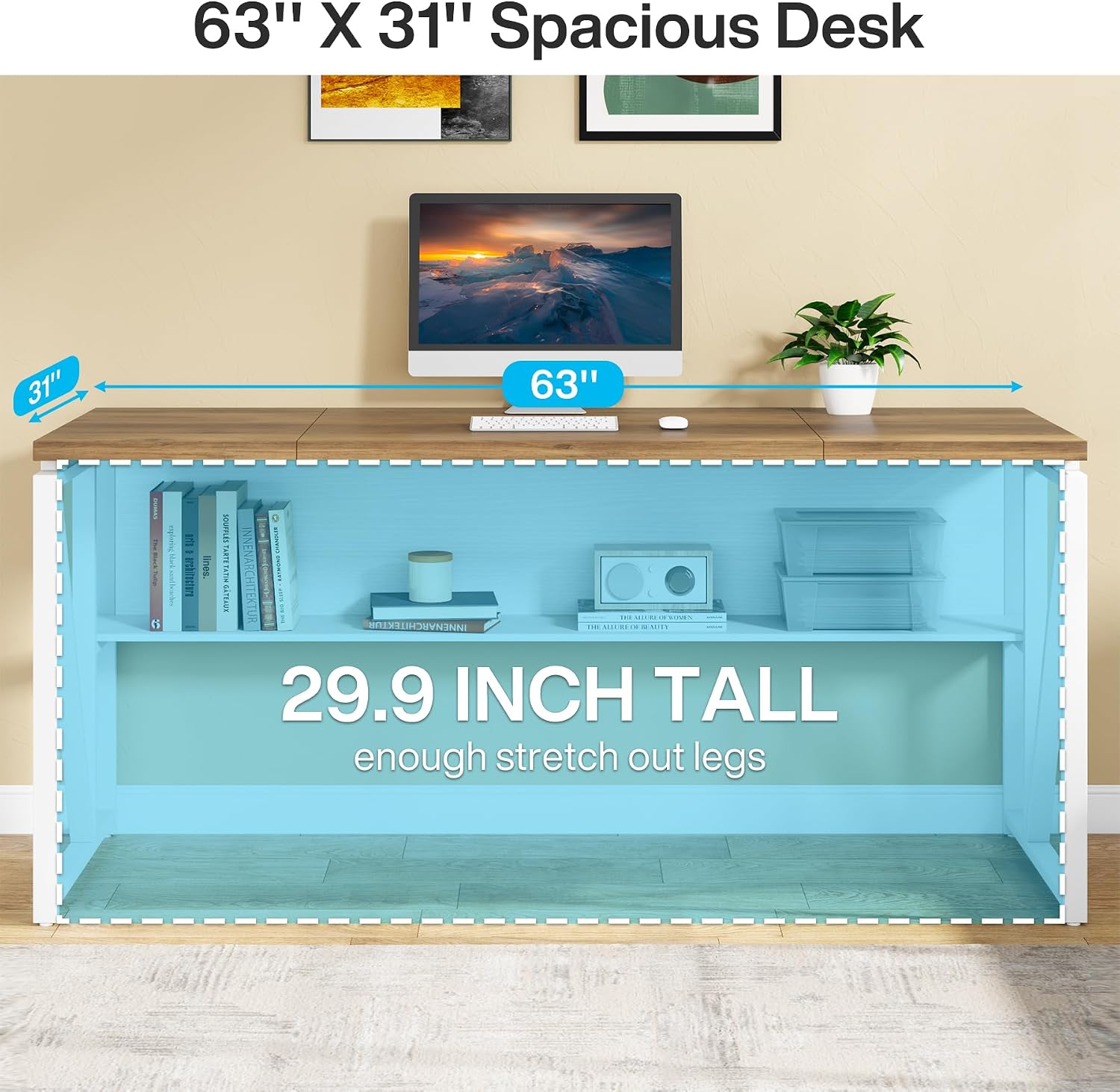 Tribesigns L Shaped Desk with Drawer,63' Executive Computer Desk and lateral File Cabinet, 2 Piece Home Office Furniture for Hanging File, Cabinet with Doors