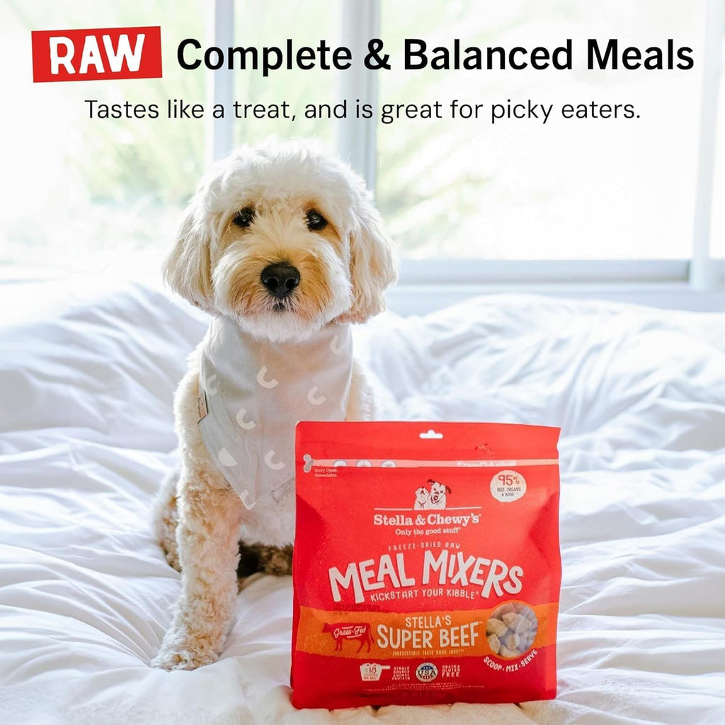 Stella & Chewy's Freeze-Dried Raw Beef Meal Mixers- Dog Food Topper and Mixer - Made with 95% Grass-Fed Beef,Organs & Bone - Perfect for Picky Eaters - Grain-Free - 35 oz,(Pack of 2)