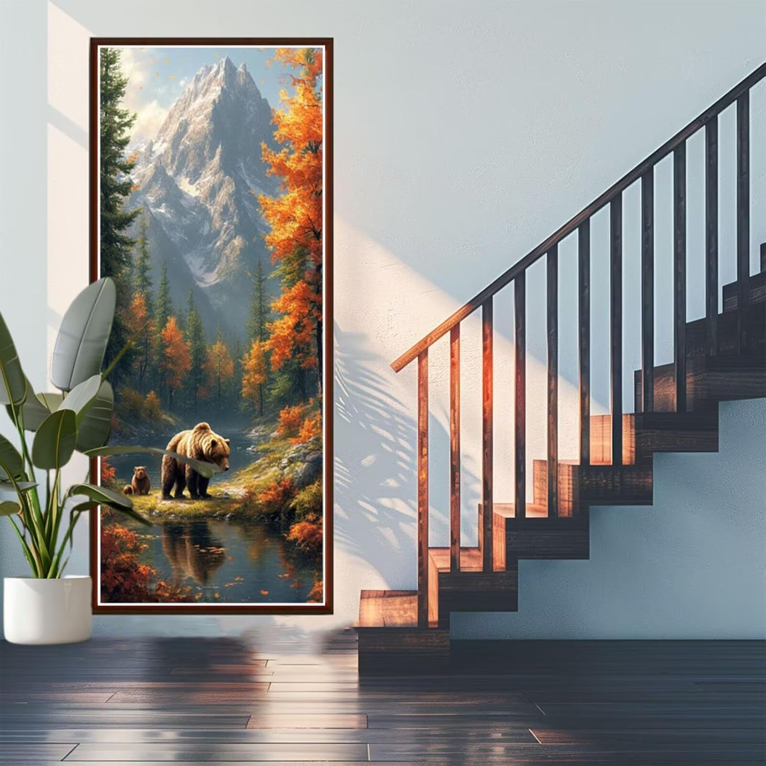 Forest Diamond Art Kits for Adults, Large Diamond Painting Bear Dimond Art Paintings by Numbers Kit for Beginner, 100x40in Diamonds Pictures Crystal Arts Crafts for Room Decor, Gifts for Women Z1-982
