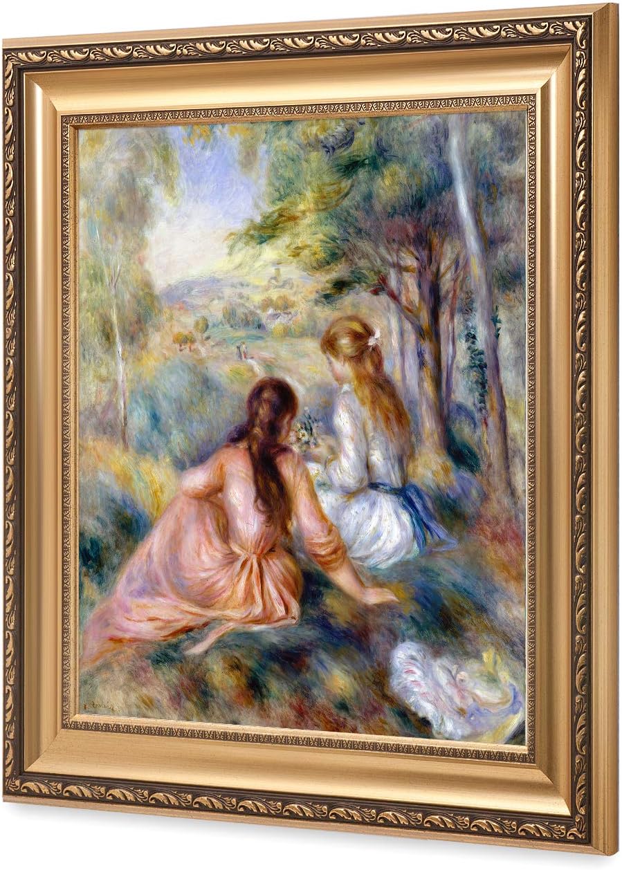 DECORARTS In the Meadow by Pierre -Auguste Renoir Giclee Prints Framed Art for Wall Decor. Framed Size: 30x26