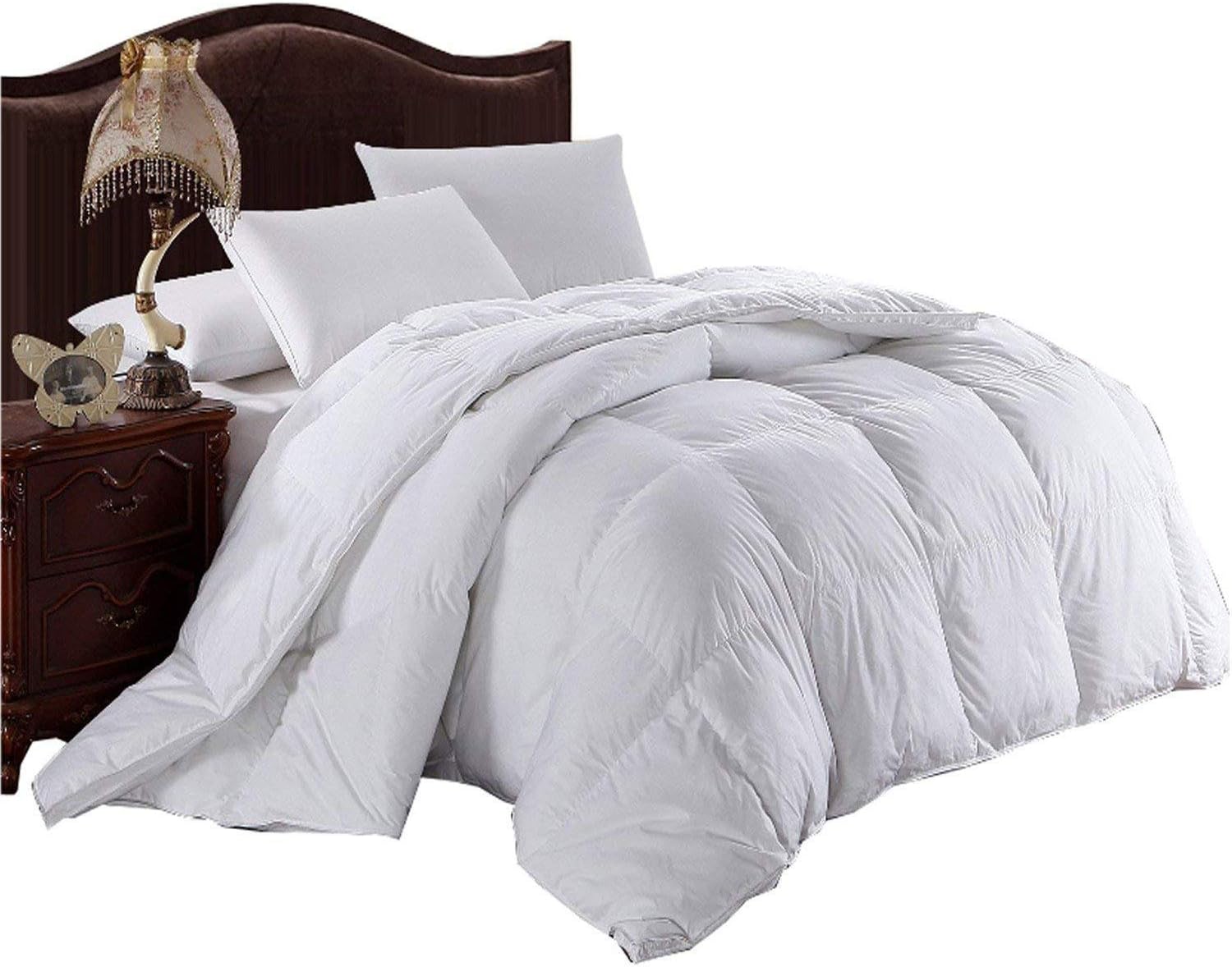 Royal Hotel Bedding Down Comforter, Hypoallergenic Down Comforters, Light and Buffy, 100% Cotton Solid Shell, Medium Warmth, Duvet Insert, Oversized Queen