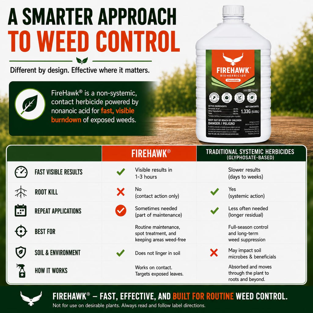 FireHawk® Bioherbicide 1.33 Gal Concentrate – High Performance Weed and Grass Killer – Visible Results in Hours. for the Control of Broadleaf Weeds, Grasses & Mosses – Makes 28 Gallons of Solution