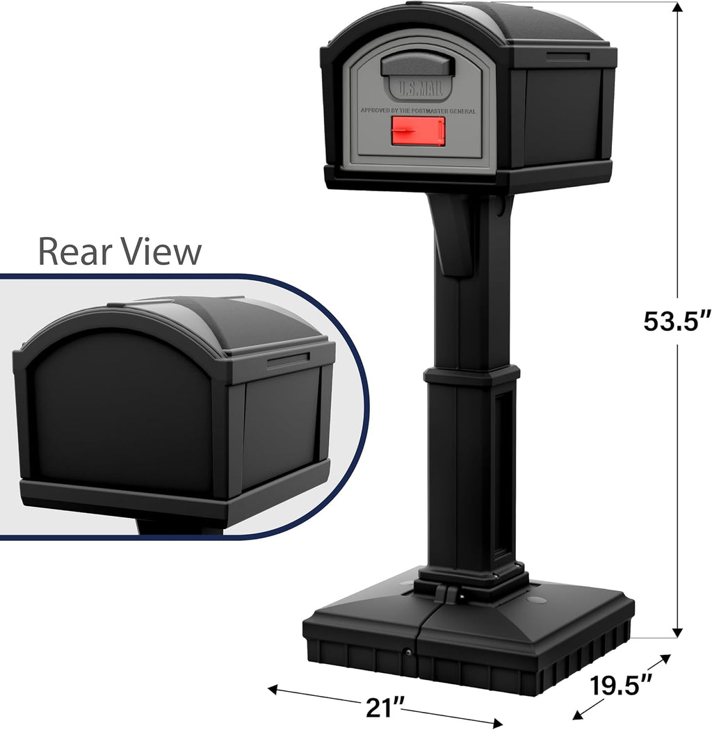 Simplay3 T4 Extra Large Capacity XL Dig-Free Mailbox with Durable Construction, Weather-Resistant Design, and Easy No-Dig Installation, Front Door Only, Black, Made in the USA