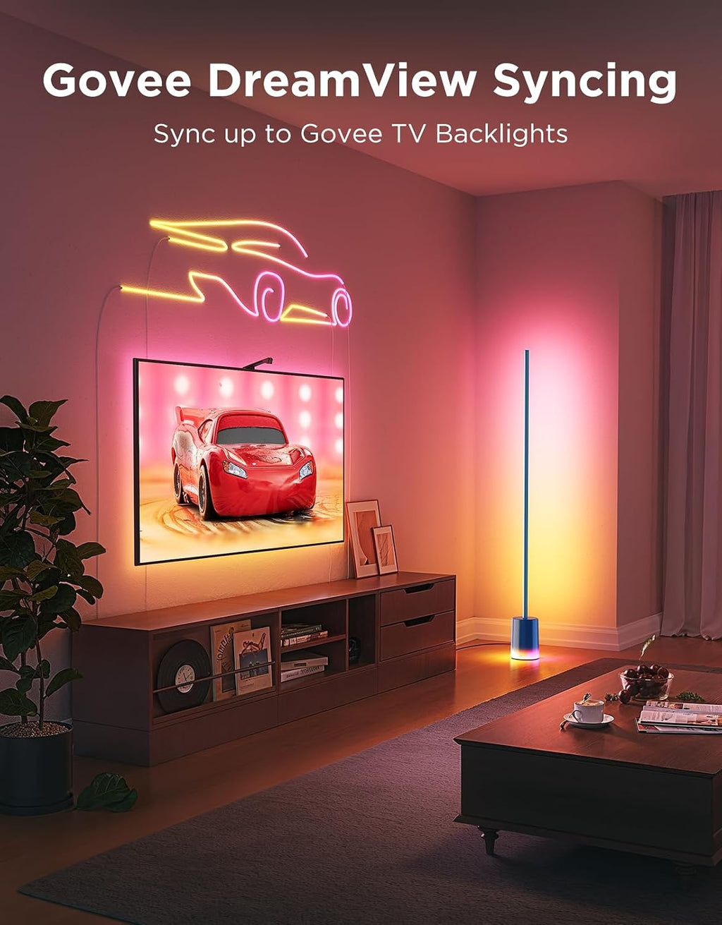 Govee Floor Lamp 2, RGBIC, Warm Cool White LED, Compatible with SmartThings, Matter, Alexa, 1725lm, Music Sync, Scene Modes, Smart Floor Lamp for Living Room, Bedroom, Blue(1 Pack)